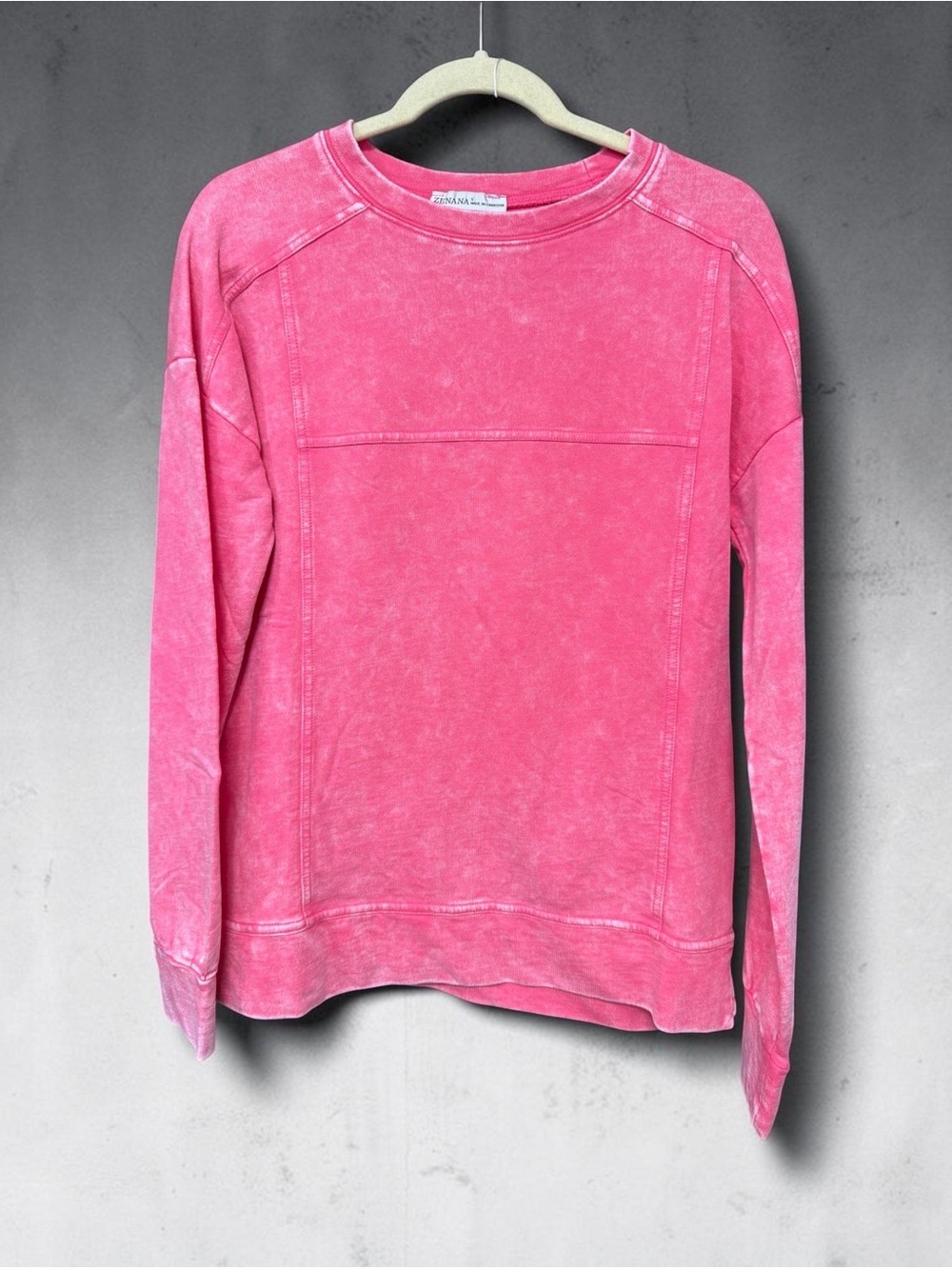 Zenana Pink Mineral Wash Pullover
